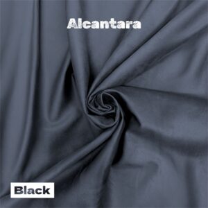 Alcantara fabric, black color, shown in soft folds.