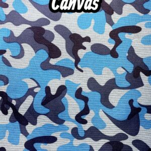 Waterproof canvas fabric in blue, gray and white camouflage pattern. Camo05.