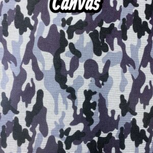 Waterproof canvas fabric in Camo06 pattern. Gray, black and white camouflage design.