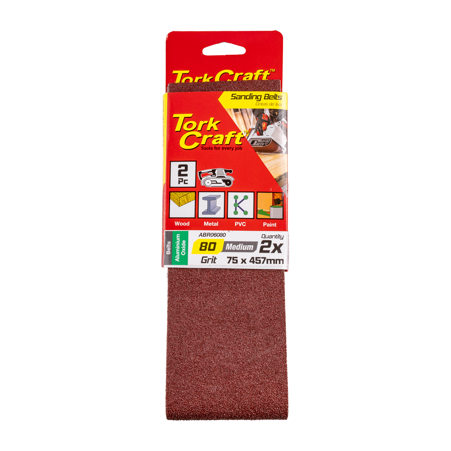 Sanding Belt 75 X 457Mm 80Grit 2/Pack