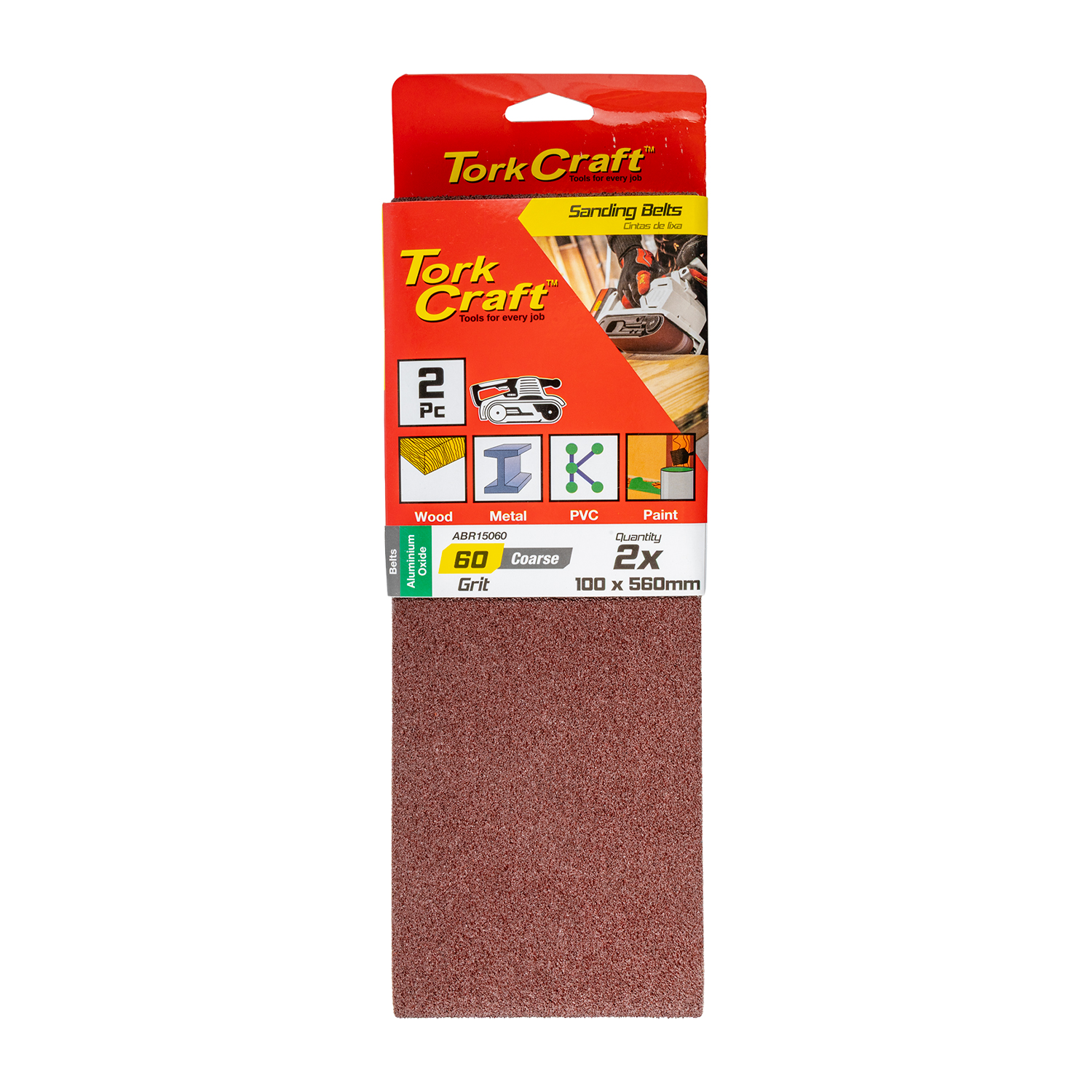 Sanding Belt 100 X 560Mm 60Grit 2/Pack