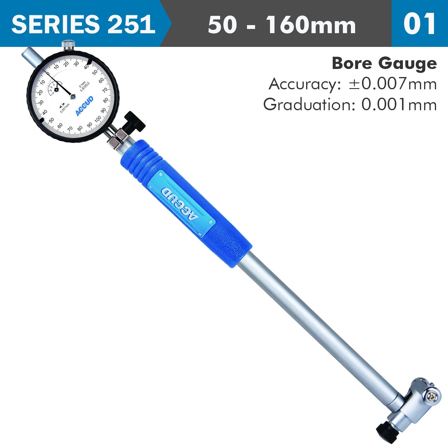 Precision Dial Bore Gauge 50-160Mm 0.007Mm Acc. 0.001Mm Grad.