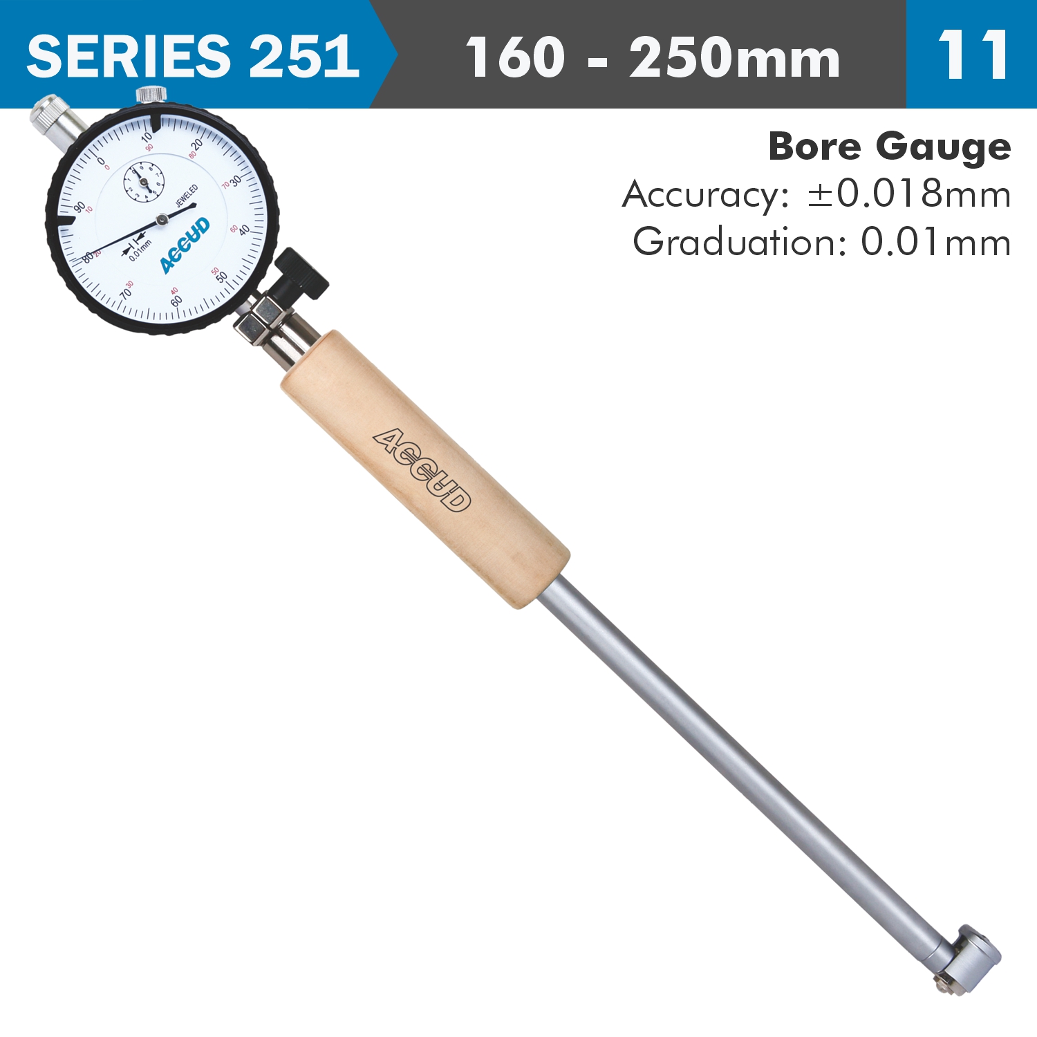 Dial Bore Gauge 160-250Mm 0.018Mm Acc. 0.001Mm Grad.