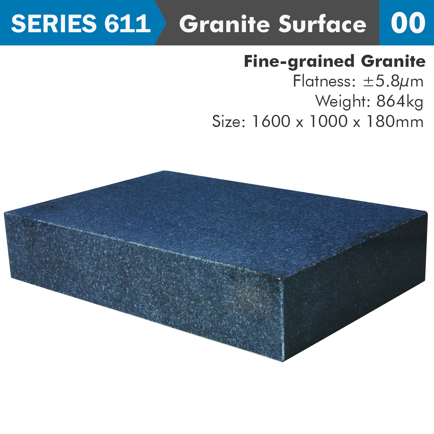 Granite Surface Plate Grade 00 1600X1000X180Mm 864Kg 0.0058Mm Flat