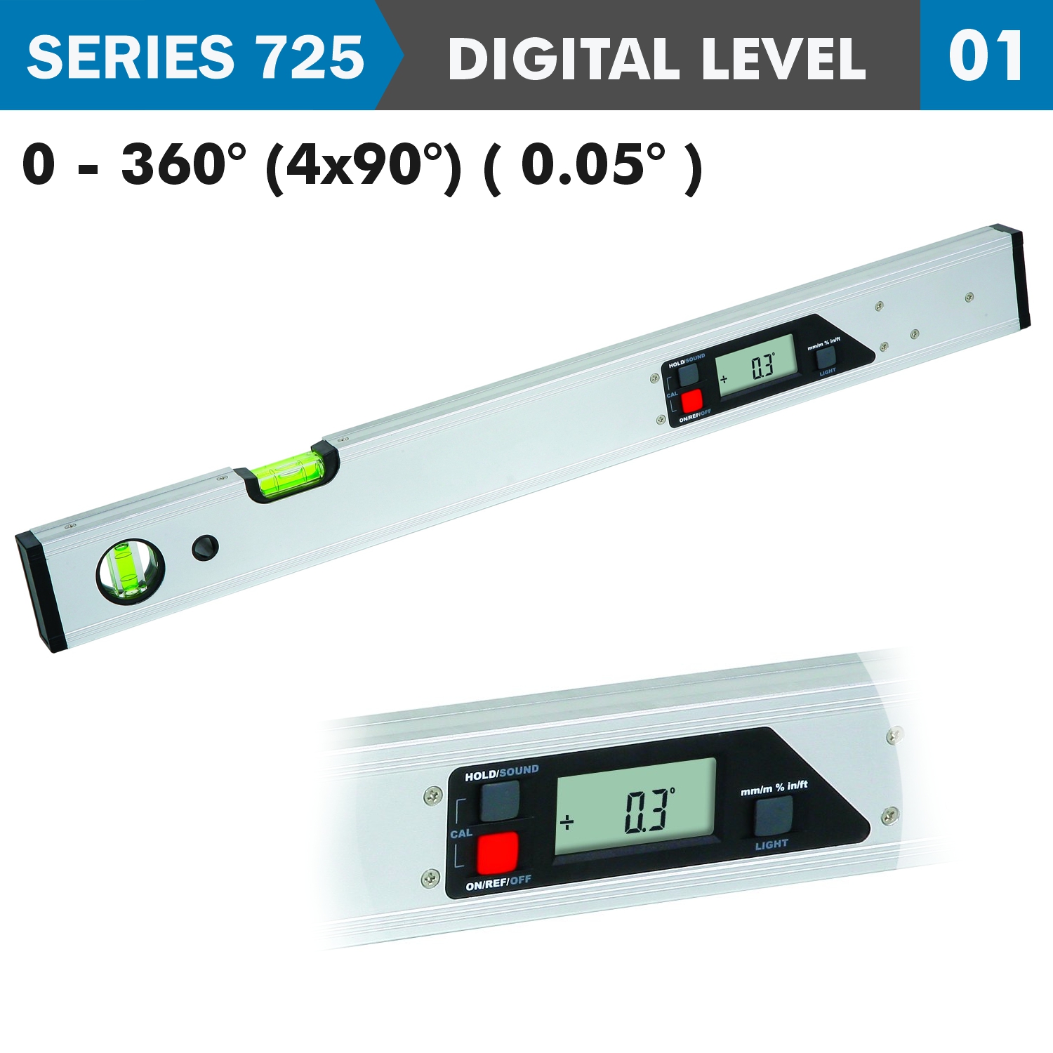 Digital Leveler 360Deg 585X60Mm 0.05 Deg. Res.