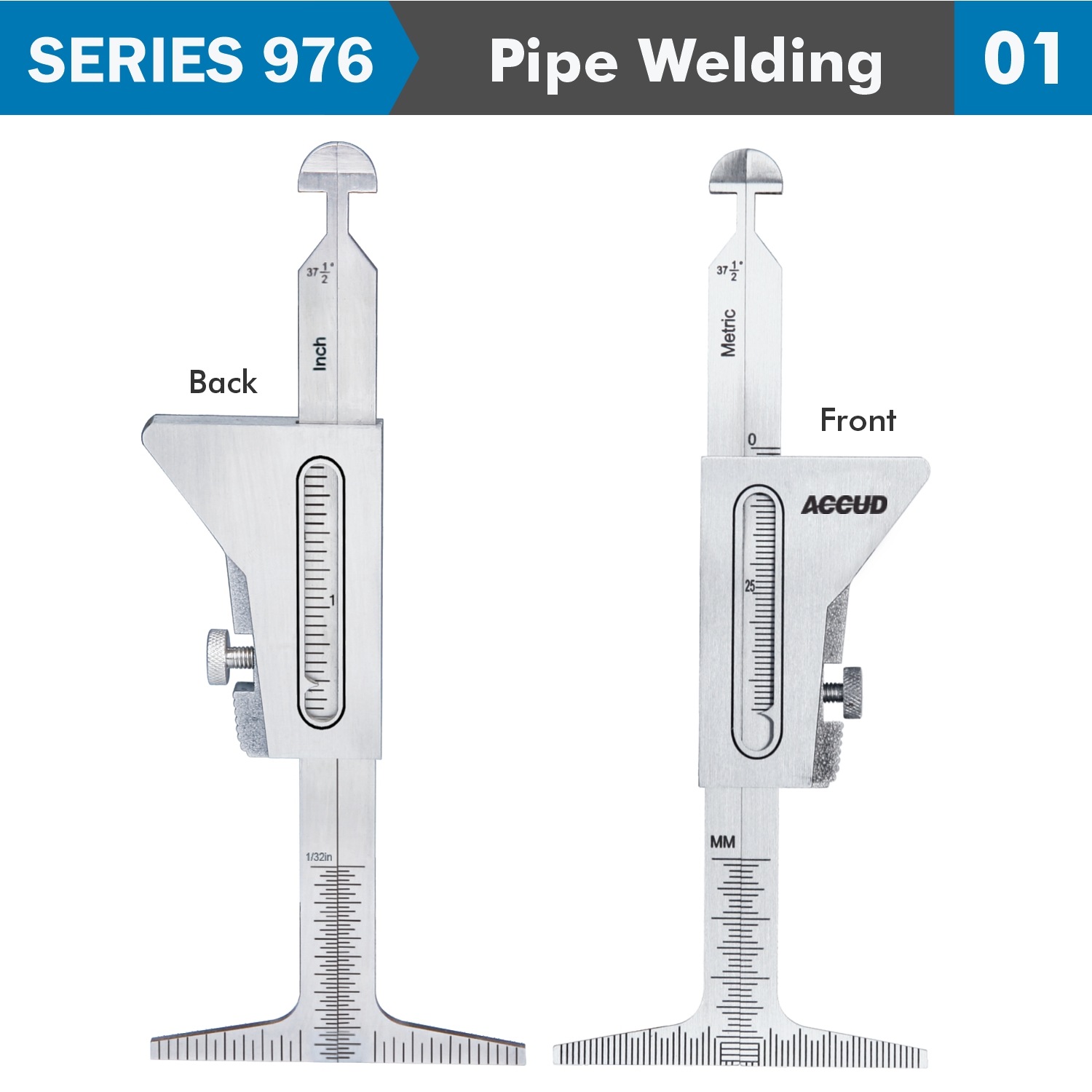 Pipe Welding Gauge 7 X Measuring Appl. 35,45,60,30,1.6,2.4Mm, 37.5Deg.