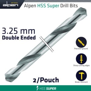 Hss Super Drill Bit Double Ended 3.25Mm 2/Pouch
