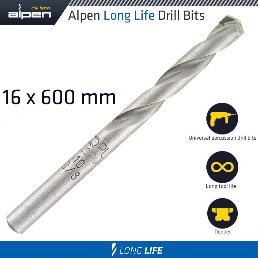 Masonry Drill Bit Long Life 16 X 600Mm Pouch