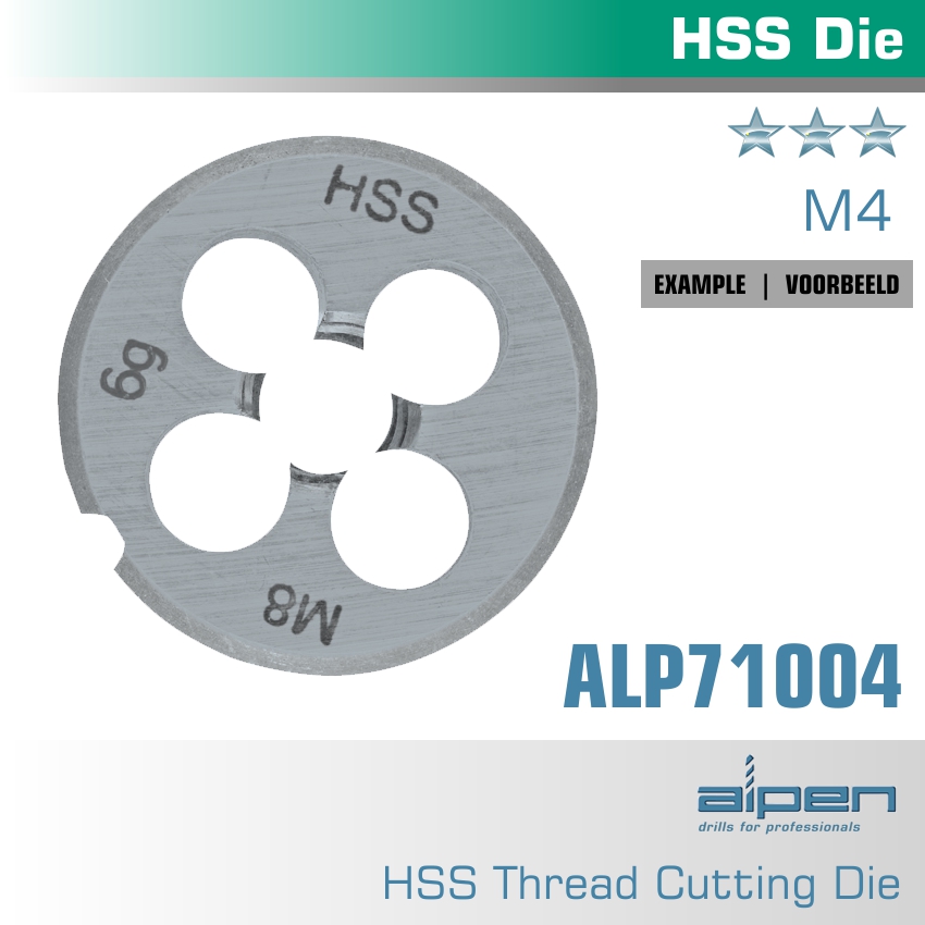 Die 4Mm Round 25X9Mm In Pouch Hss 0.7Mm Pitch