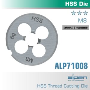 Die 8Mm Round 25X9Mm In Pouch Hss 1.25Mm Pitch