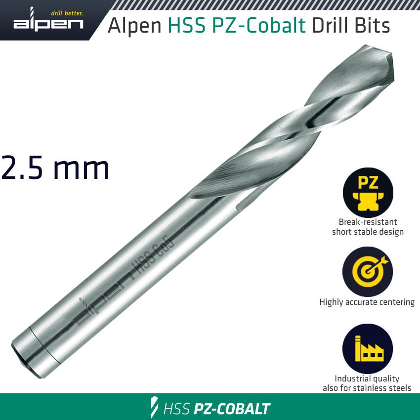 Alpen Cobalt Drill Short Bulk 2.50Mm
