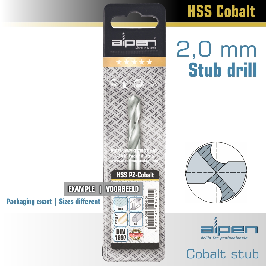 Cobalt Drill Bit Short Pouch 2.0Mm