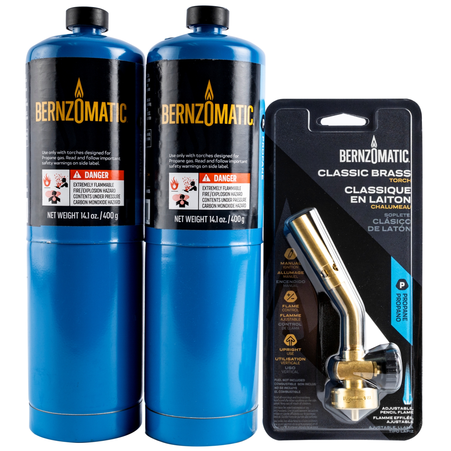 Combo Pack 2 X Propane Cylinder C/W Pencil Flame Torch