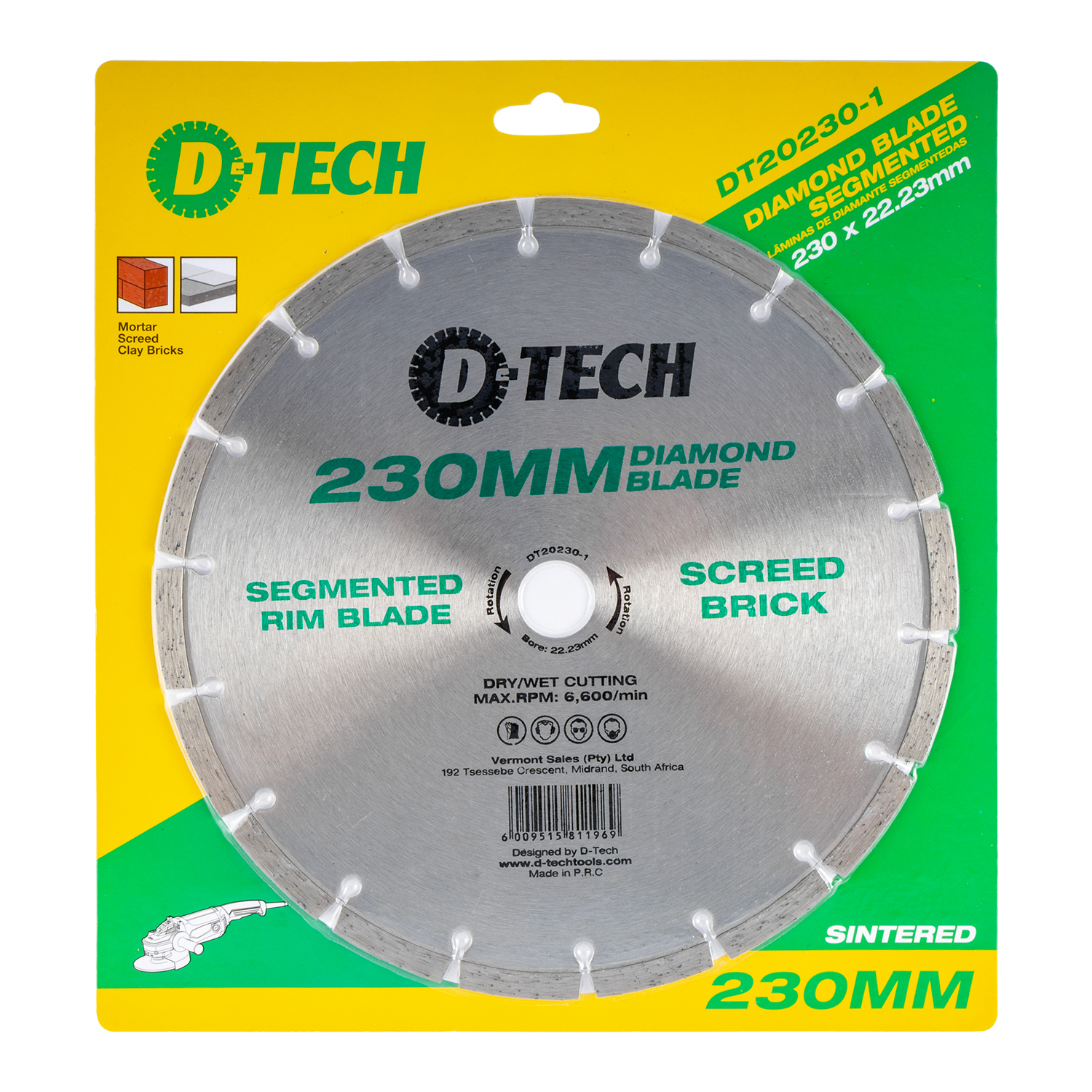 Diamond Blade Segmented Std. 230X22,23Mm Screed/ Cem. Brick/Masonry