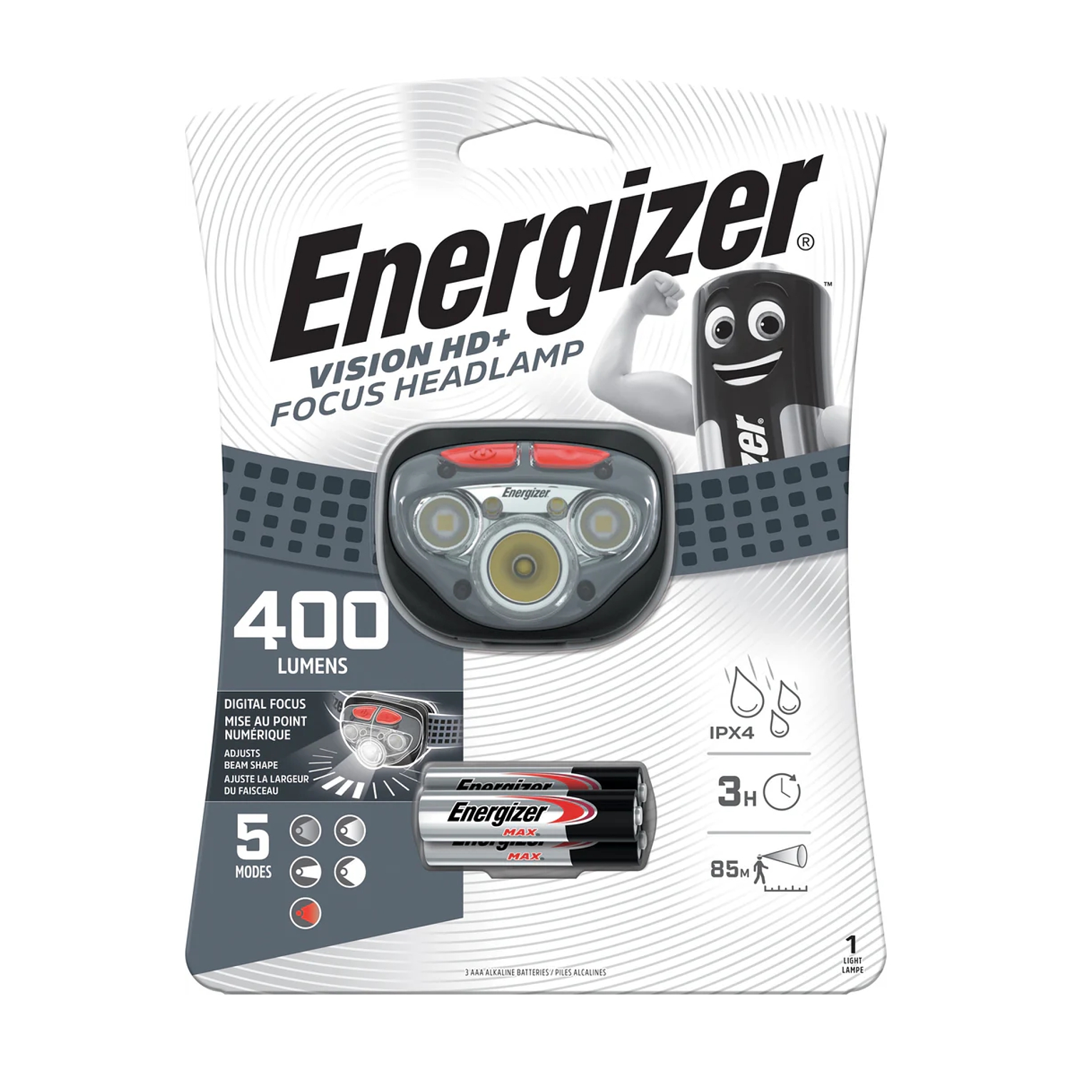 Headlight 400Lumens Vision Hd Plus Focus Gray Energizer