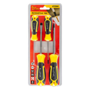 4Pc Screwdriver Set ( Ph2X100Mm Ph0X75Mm Sl3X75Mm 6X100Mm)