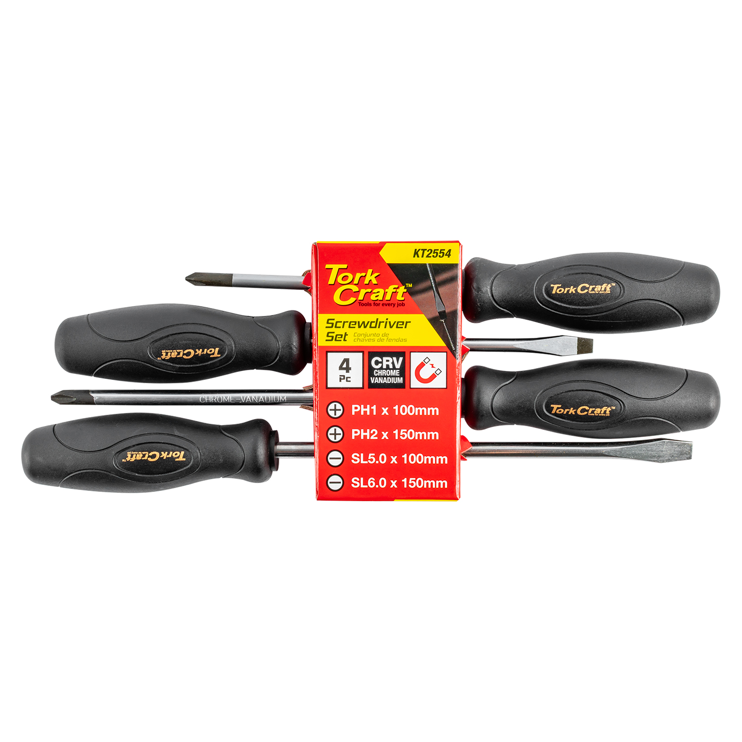 4Pc Screwdriver Set Black Handle