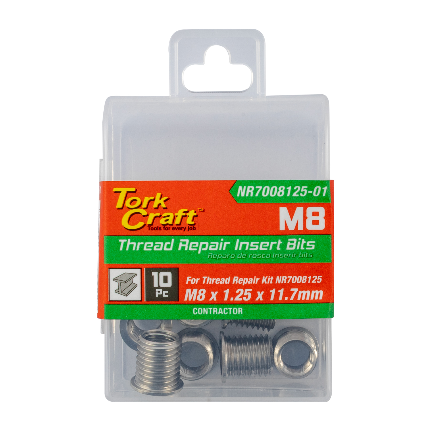 Repl. Insert 10Pc M8 X 1.25 X 11.7Mm S/Steel For Nr7008125