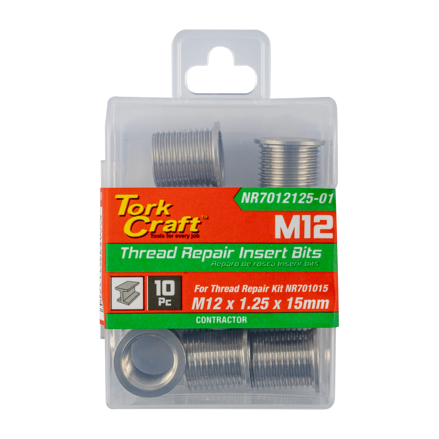 Repl. Insert 10Pc M12 X 1.25 X 15Mm S/Steel For Nr7012125