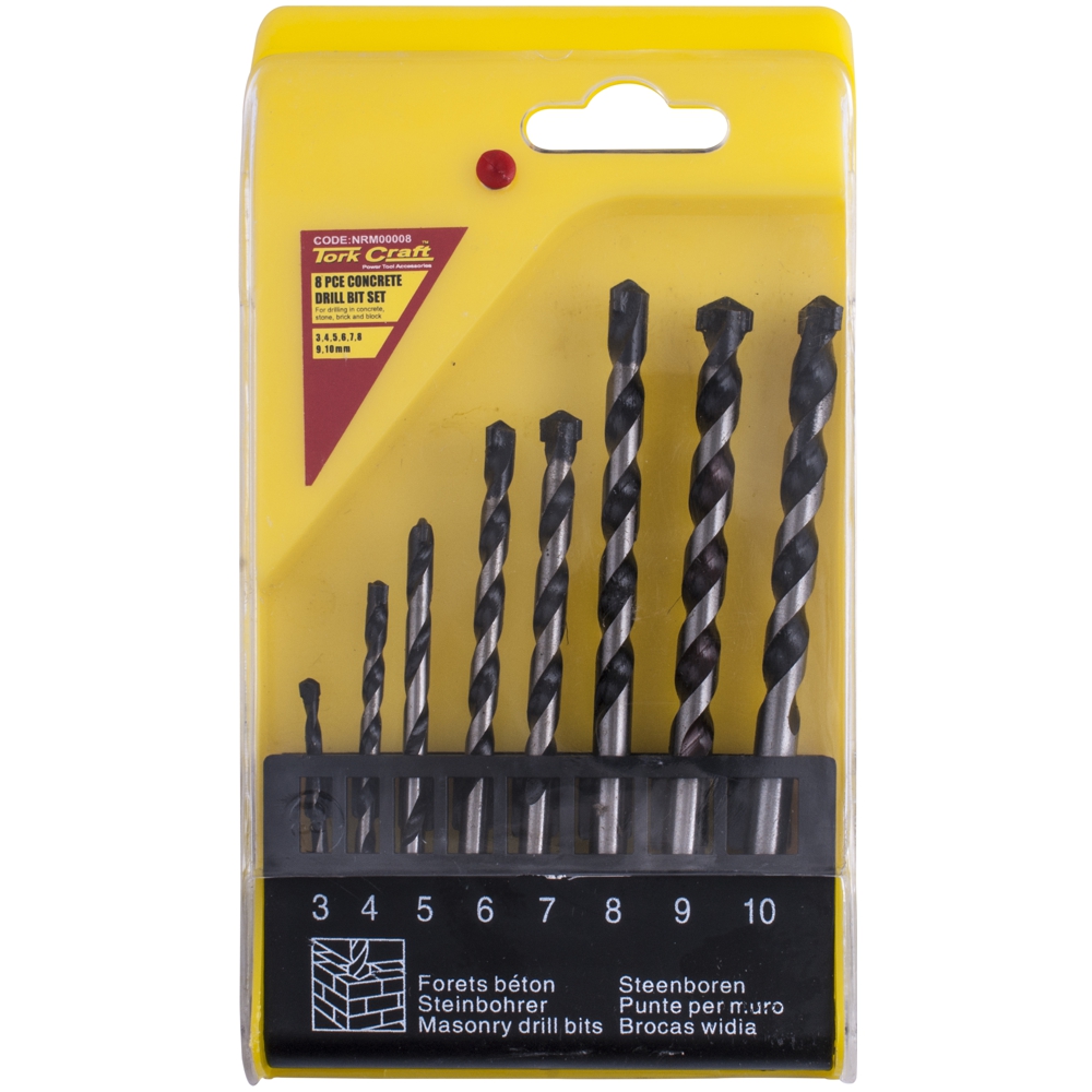 Masonry Drill Bit Set 8Pc 3-4-5-6-7-8-9-10Mm
