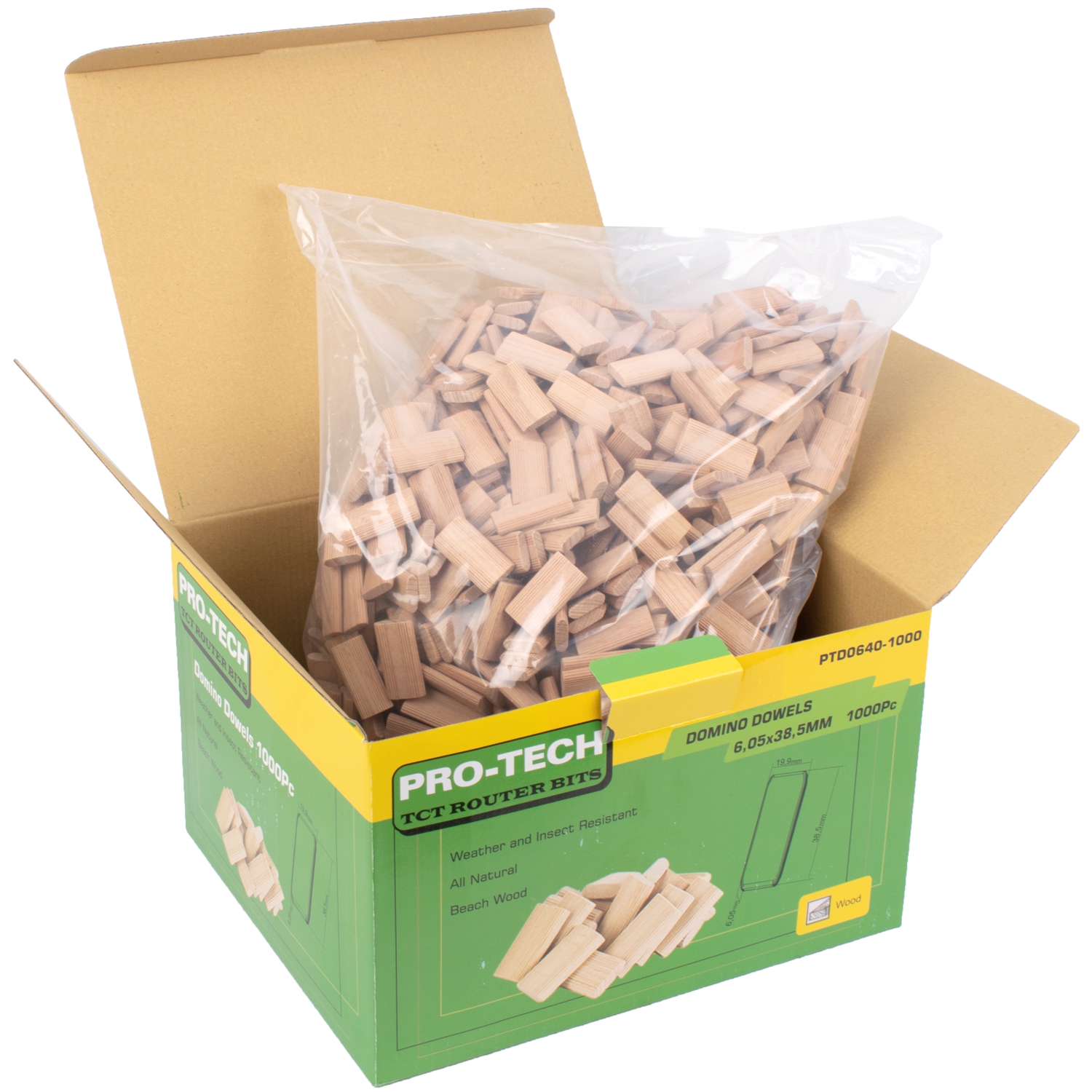 Domino Tenon 6X40Mm 1000Pc Box Beech Wood