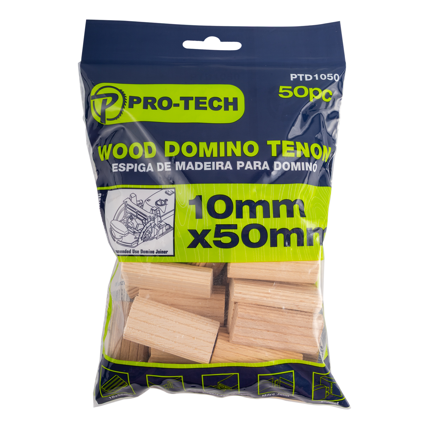 Domino Tenon 10X50Mm 50Pc Pack Beech Wood
