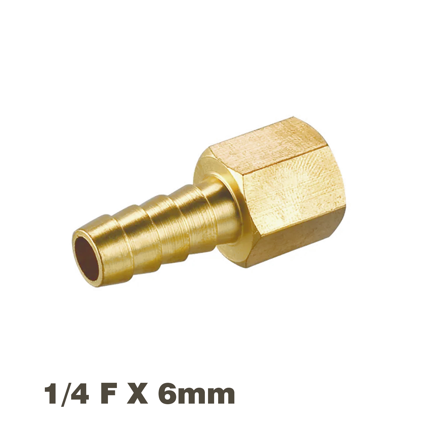 Hose Tail Connector Brass 1/4F X 6Mm