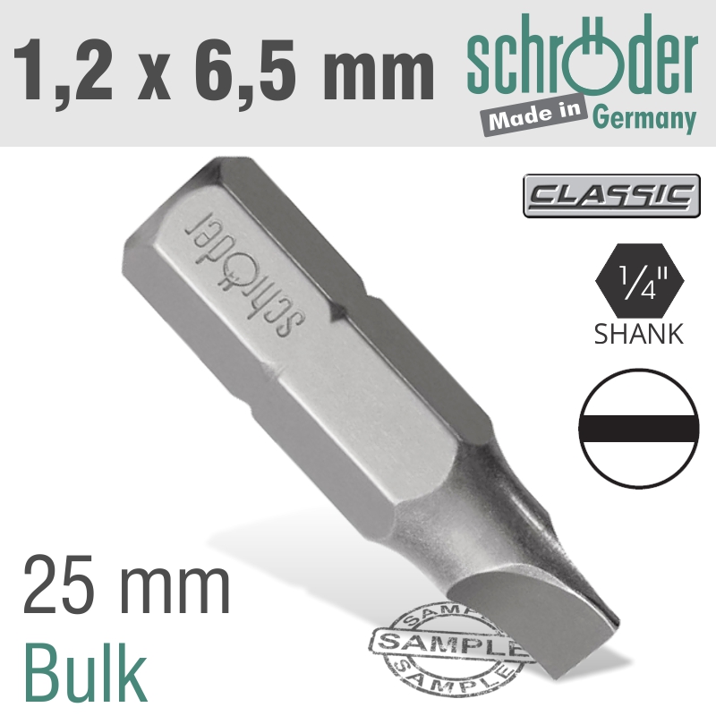 Slotted Bit 1.2X6.5 25Mm Bulk