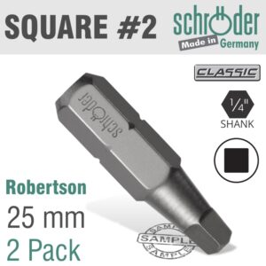 Sq.recess No.2X25Mm Bit 2Cd