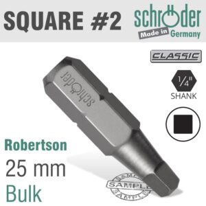 Sq.recess No.2X25Mm Insert Bit