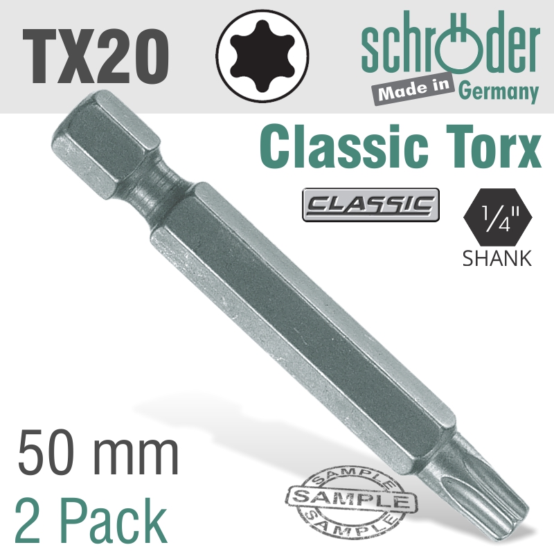 Torx Tx20 Classic Power Bit 50Mm 2Cd