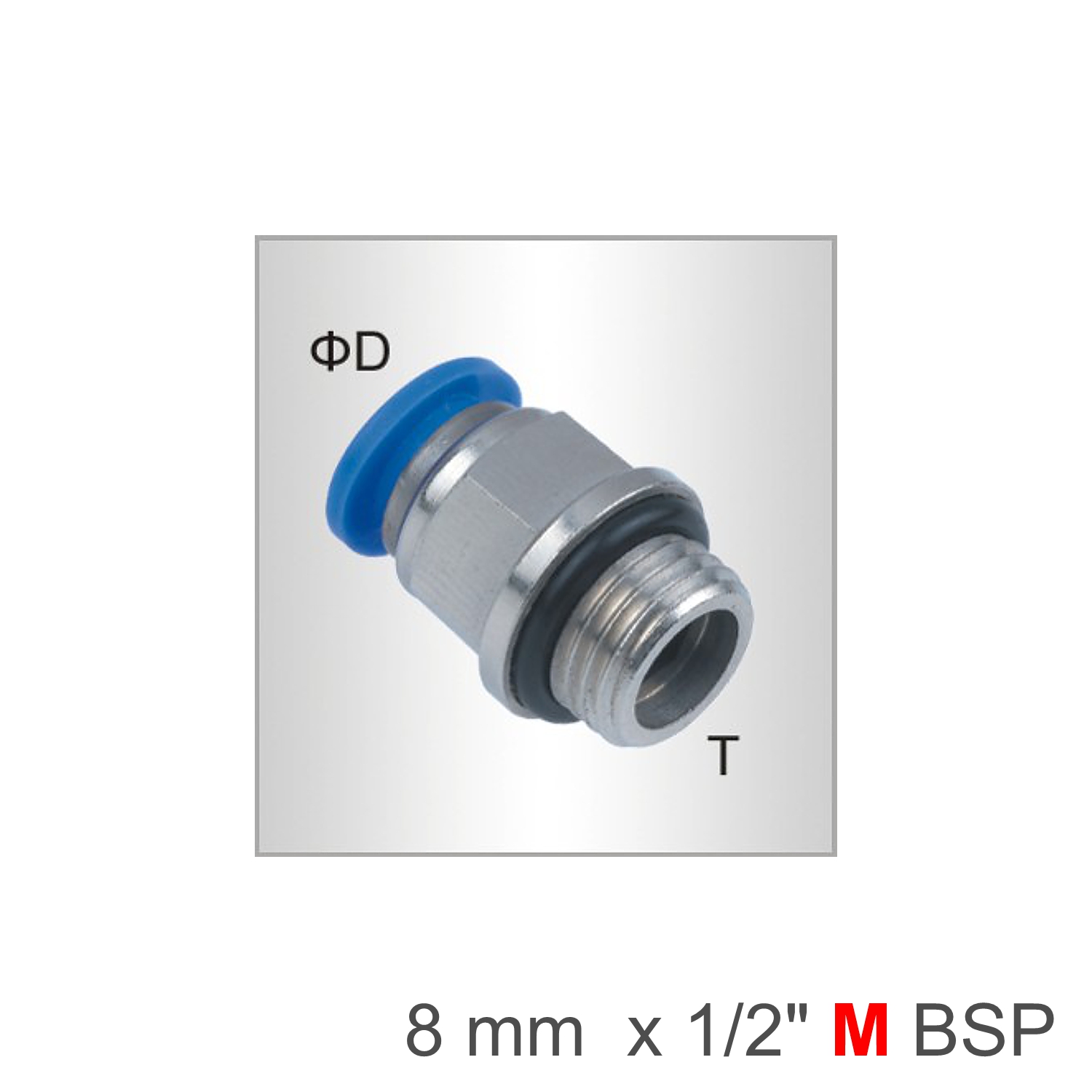 Pu Fitting Str. Stud W/O-Ring 8Mm-1/2 M