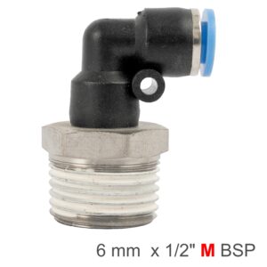 Elbow 6Mm-1/2 M Pu Hose Fitting