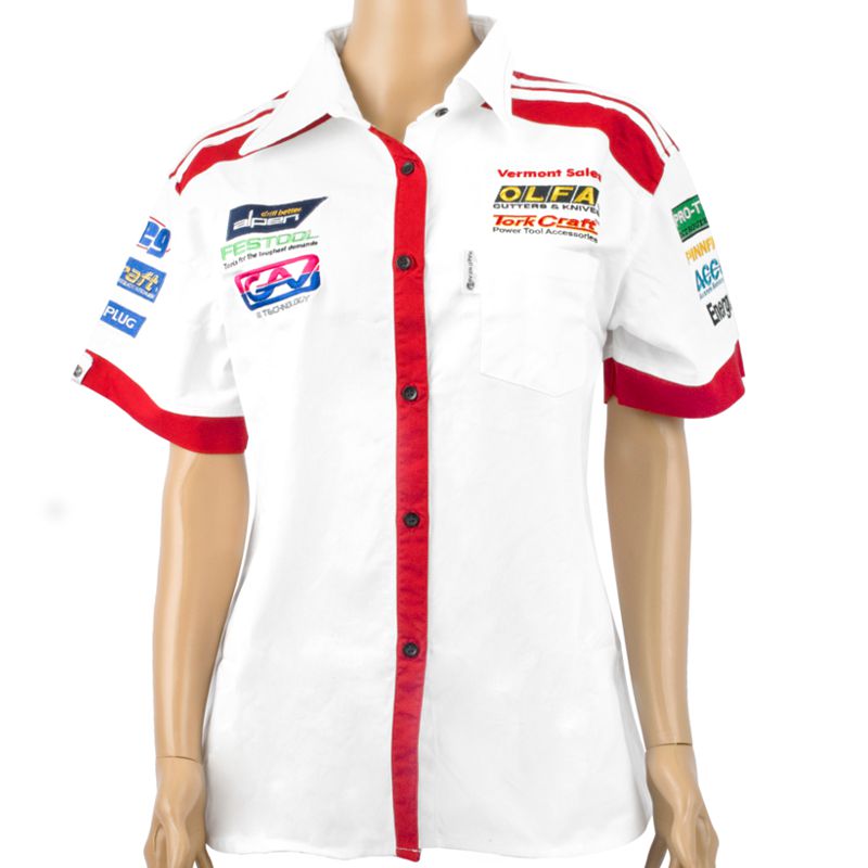 Vermont Ladies - White/Red Cotton Shirt - 2X-Large