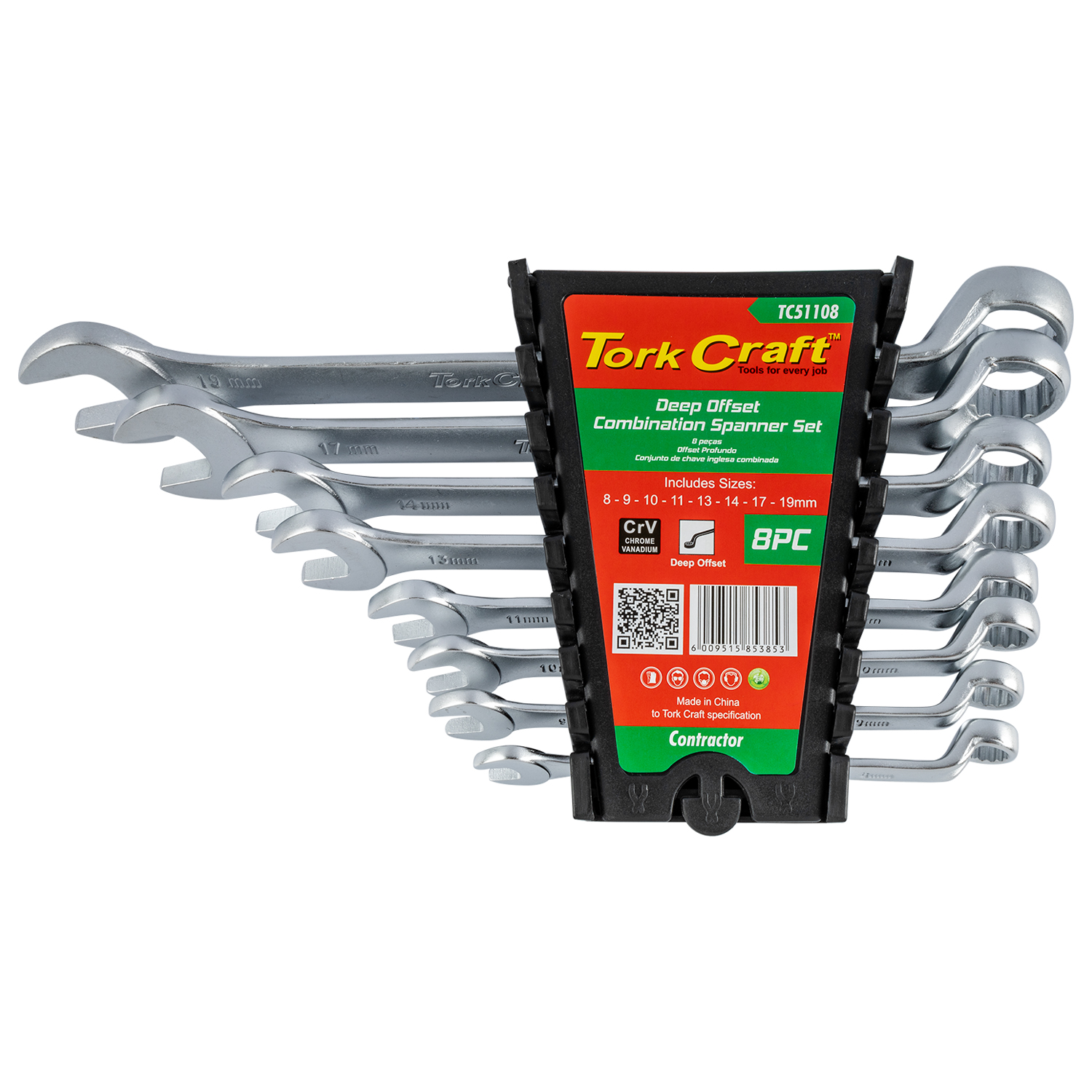 8Pcs Deep Offset Combination Spanner Set 8-9-10-11-13-14-17-19Mm