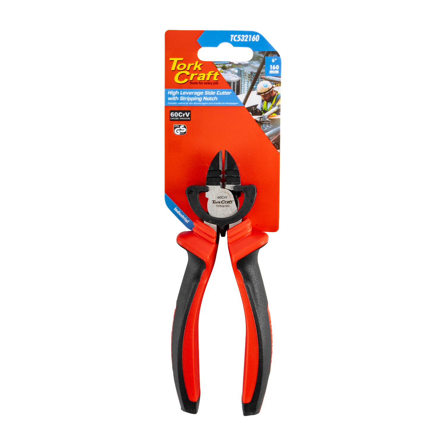 Side/Diagonal Cutter High Leverage Crv 160Mm W/Stripping Notch Indusri