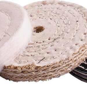 Buffing Wheel Kit 3Pcs 100Mm White & Denim Stiched & Sisal Polishing