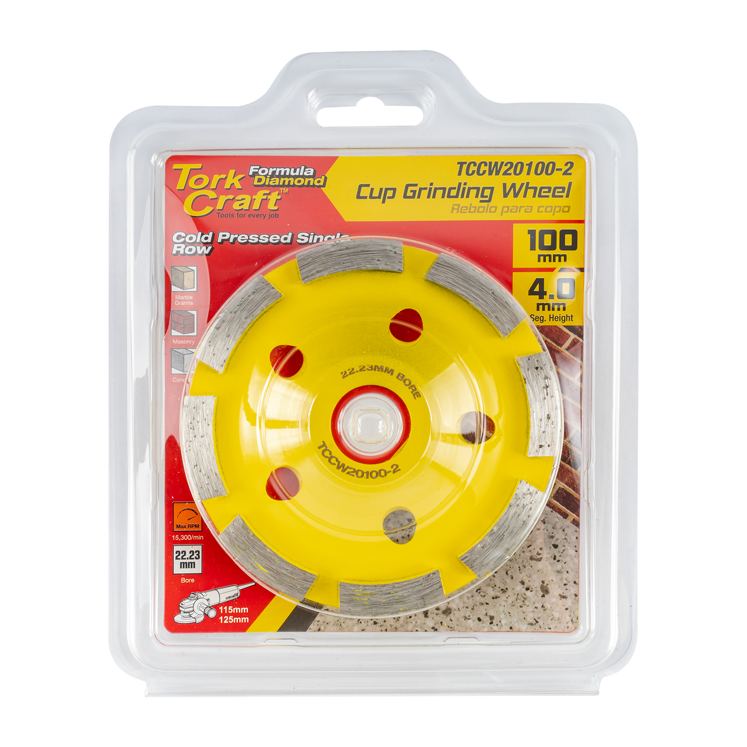 Dia. Cup Wheel 100Mm X 22.23Mm Single Row Cold Pressed Economy