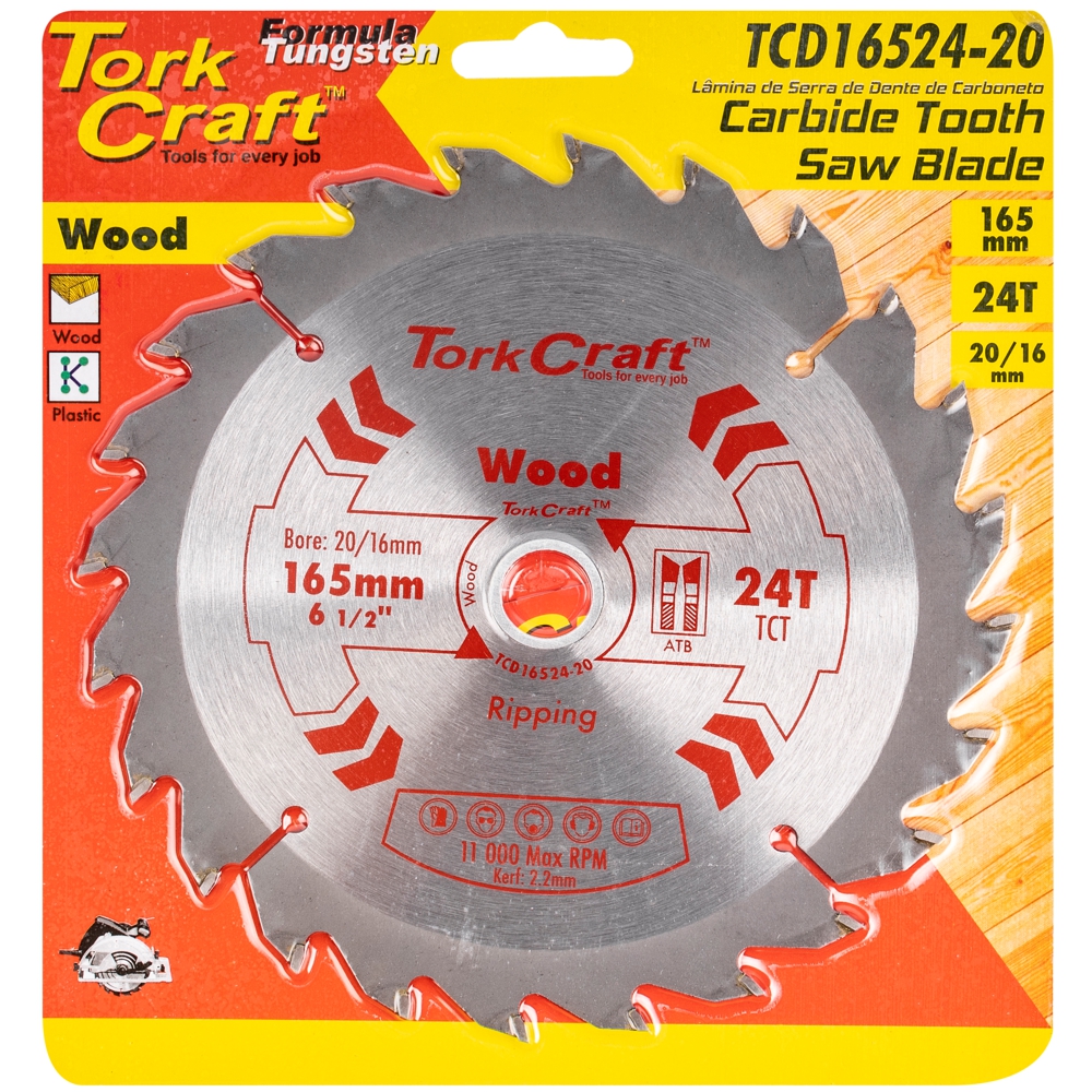 Blade Tct 165 X 24T 20/16 General Purpose Rip