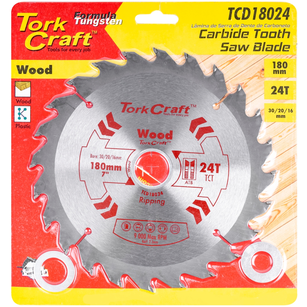 Blade Tct 180 X 24T 30/20/16 General Purpose Rip