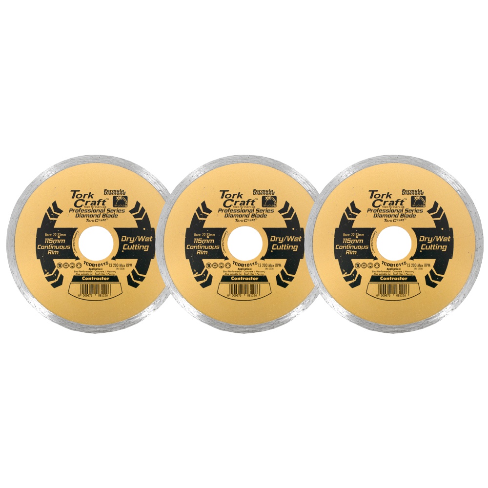 Diamond Blade 115Mm Cont.rim Profesional Bulk 3 Pack Shrink