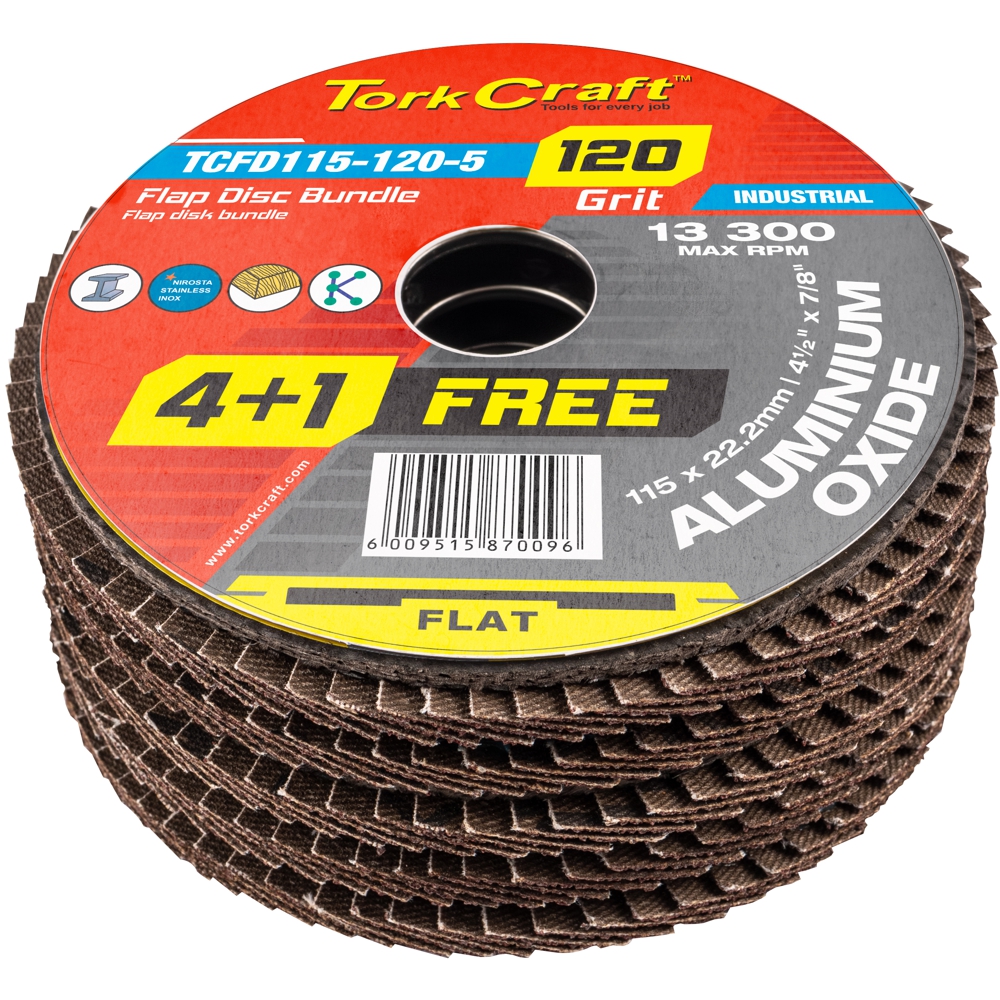 Flap Sanding Disc 115Mm 120Grit 4+1 Free A/O