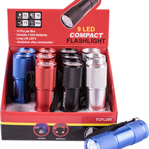 Torch Led Alum M/Col X12 Pdq Box Incl Aaa Batteries Tork Craft Flash L