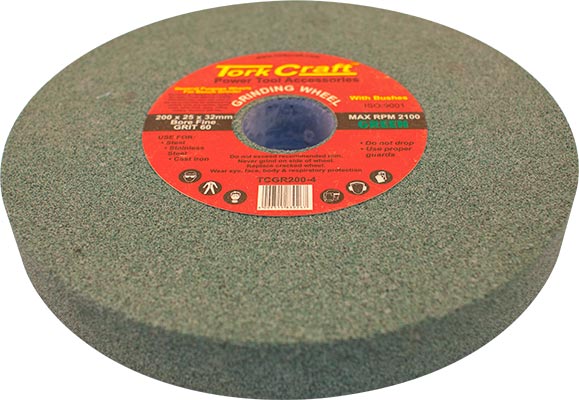 Grinding Wheel 200X25X32Mm Bore Fine 60Gr W/Bushes For B/G Green