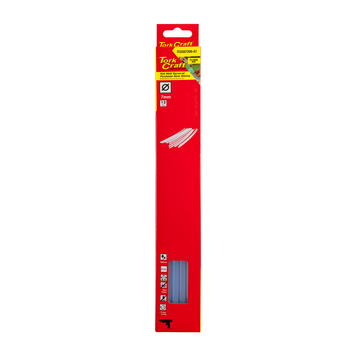 Glue Stick 07 X 300Mm 12Pc Hot Melt Gen. Purpose Eva 18000Cps