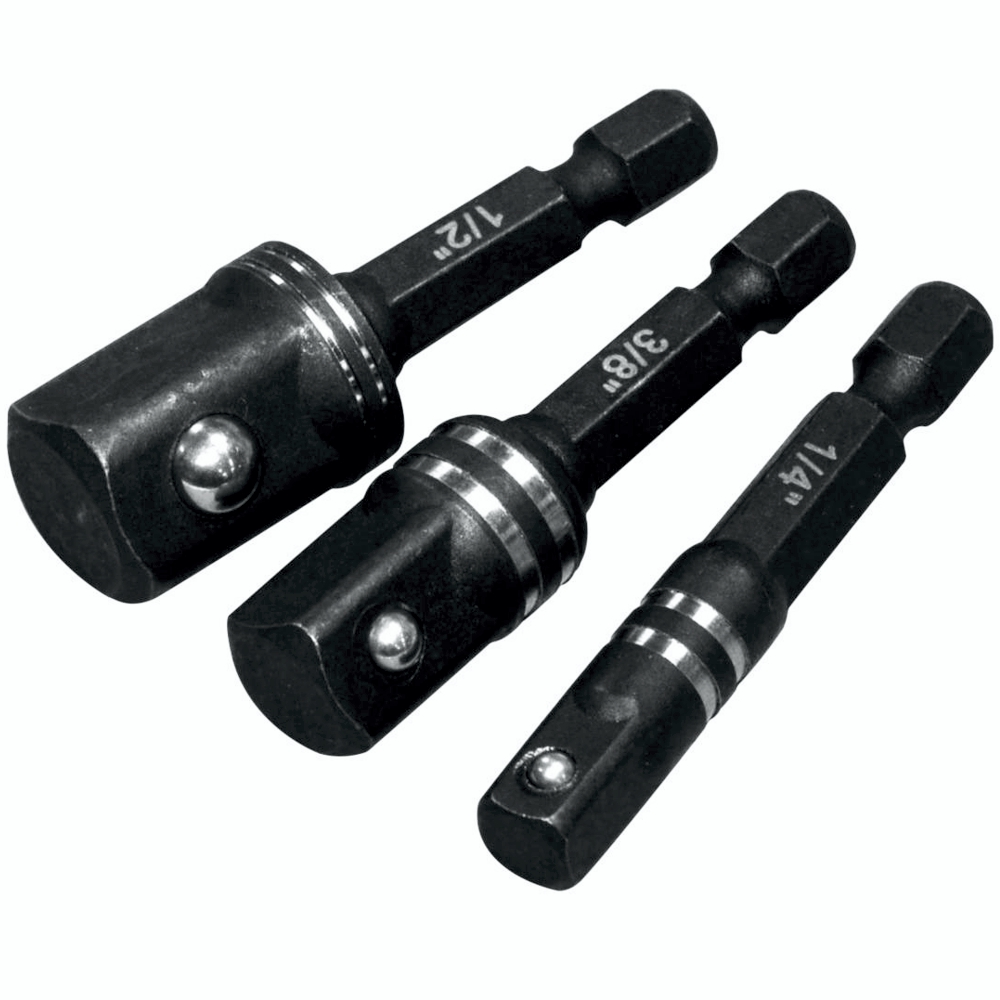 Impact Socket Adaptor 3Pc Set 1/4' 3/8' 1/2'