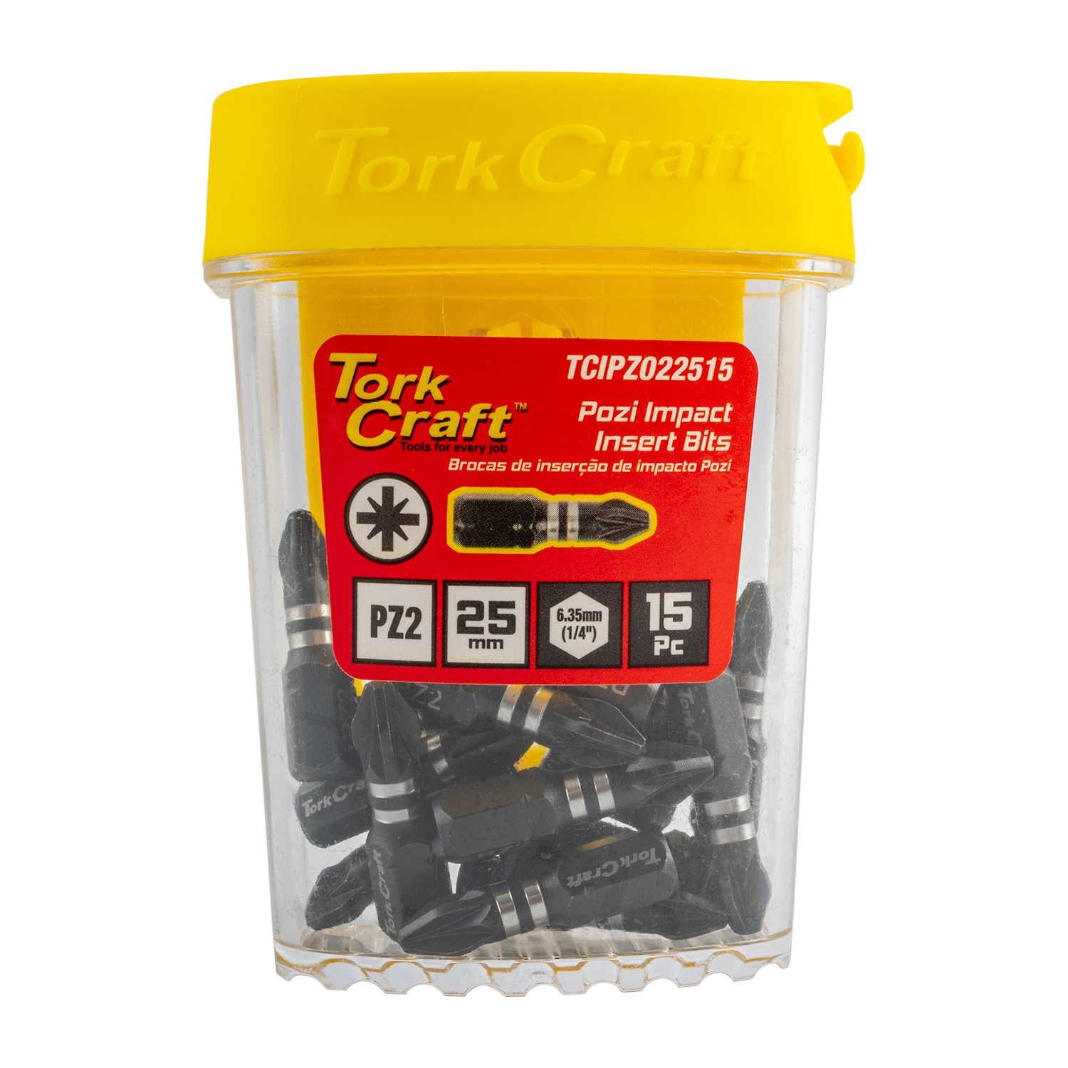 Impact Pozi.2 X 25Mm Insert Bit 15Pc Tic Tac Case Pz2