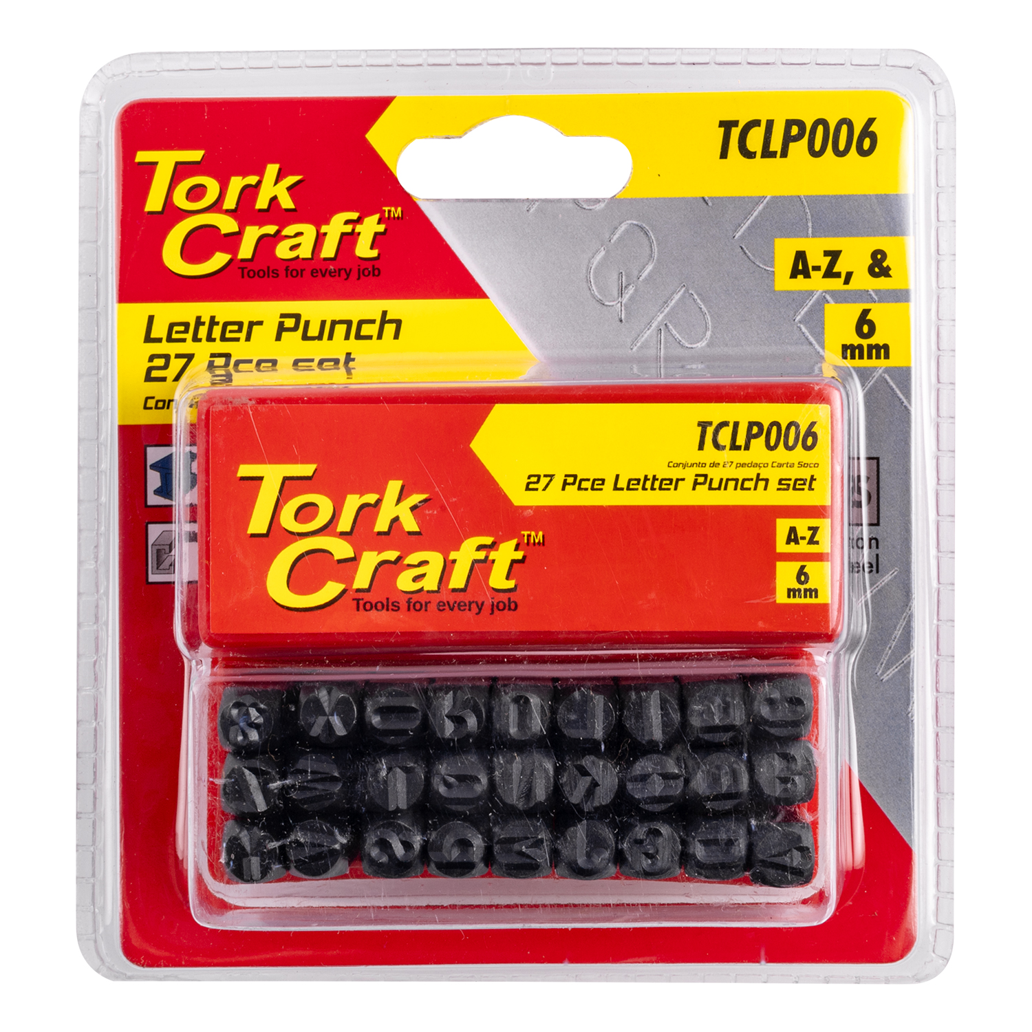 Letter Punch Set 6Mm (A-Z) Lower Case 27Pc Black Finish
