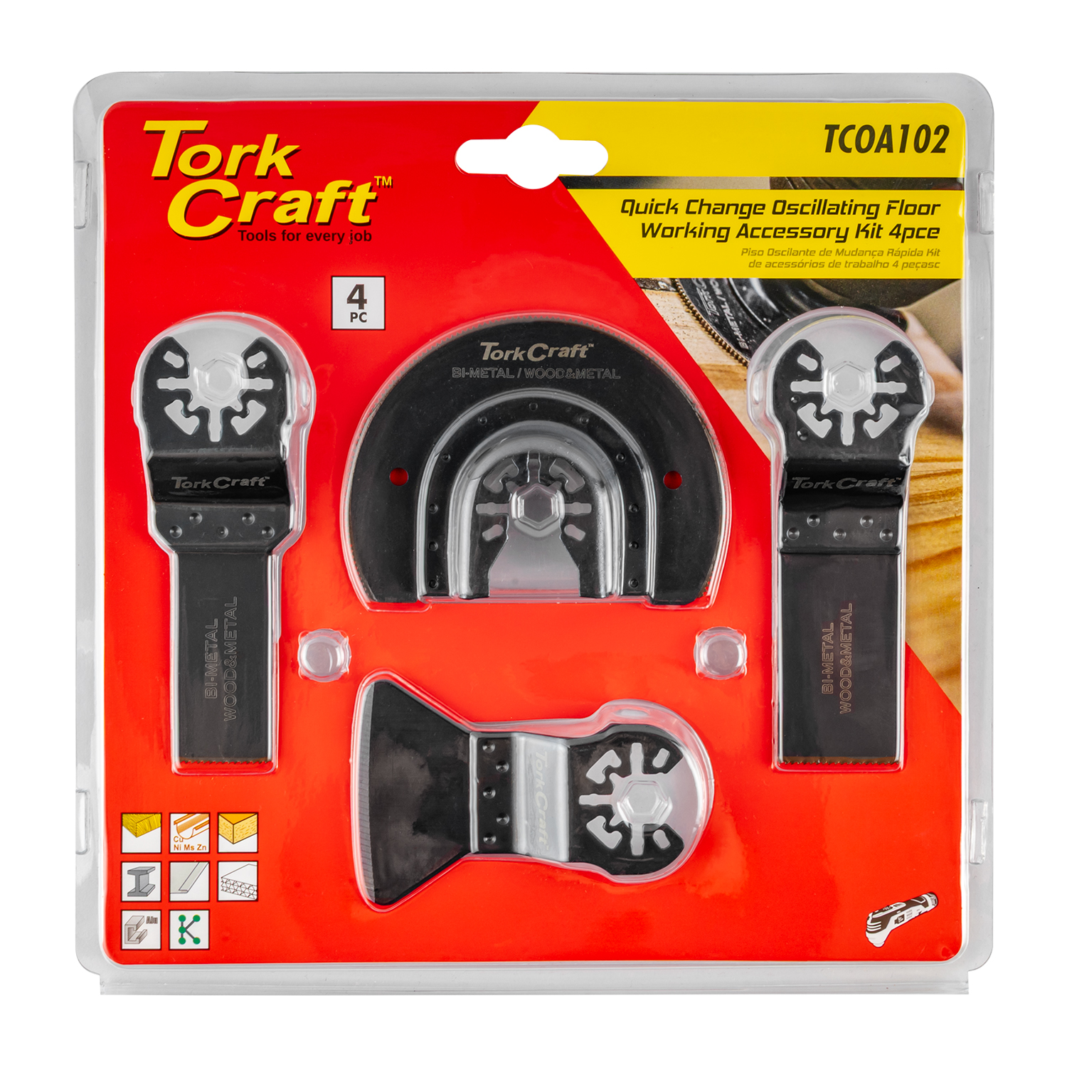 Quick Change Oscillating Floor Working Accessory Kit 4Pc