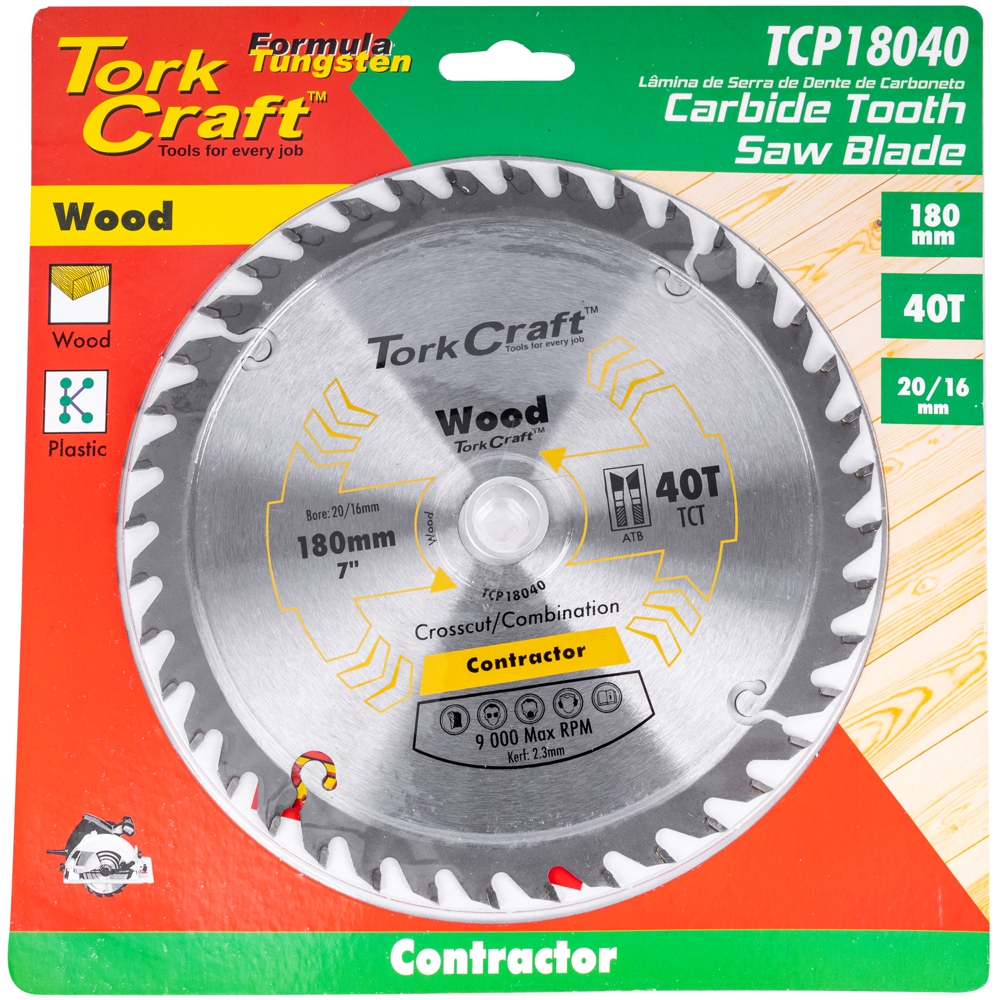 Blade Contractor 180 X 40T 20/16 Circular Saw Tct